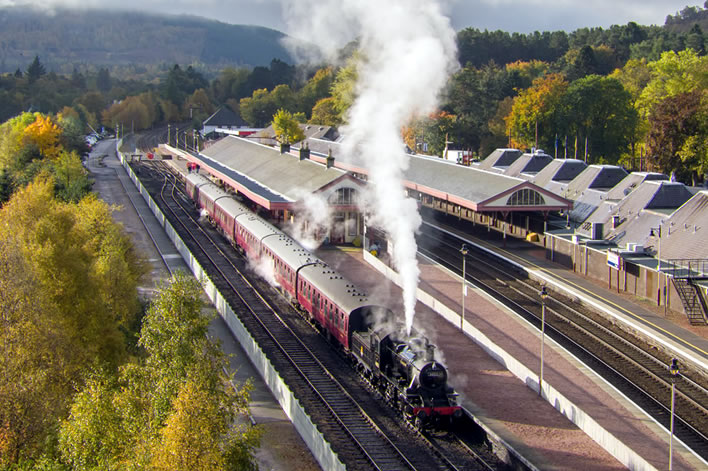 Strathspey Railway train at Aviemore.